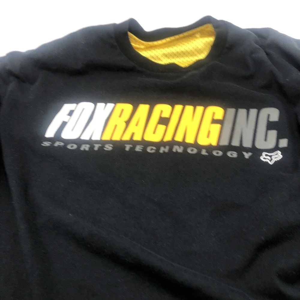 Fox Racing Sweat Shirt Size XXL Foxracinginc Sports Reversible Black Yellow - Picture 2 of 16